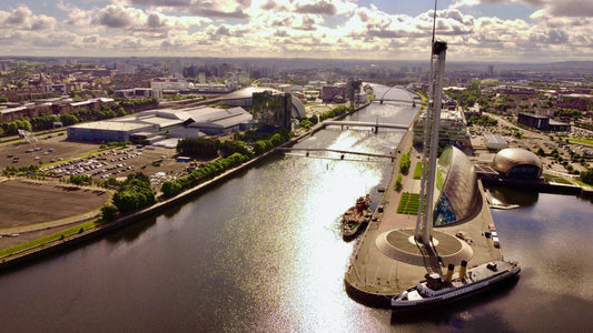 Same Day Courier Glasgow — Glasgow city aerial view with River Clyde